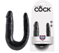 Двойной фаллос King Cock U-Shaped Small Double Trouble Black