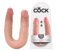 Двойной фаллоимитатор King Cock U-Shaped Medium Double Trouble Flesh