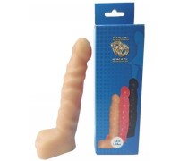 Анальный стимулятор с упругой мошонкой телесного цвета