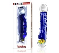 Двухсторонний фаллоимитатор из голубого стекла Glass Romance 