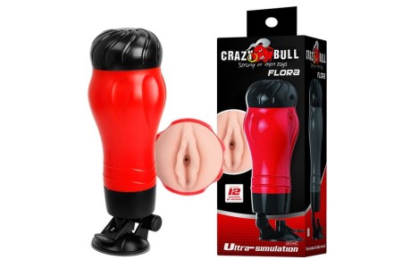 Мастурбатор вагина на присоске с 12 функциями вибрации Crazy Bull Maurice