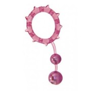 Кольцо с 2 утяжеляющими шариками розовое Ball Banger Cock Ring