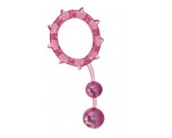Кольцо с 2 утяжеляющими шариками розовое Ball Banger Cock Ring
