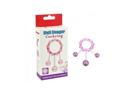 Кольцо с 3 утяжеляющими шариками фиолетовое Ball Banger Cock Ring