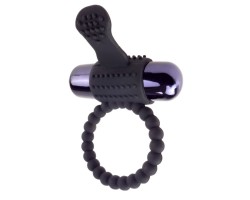 Эрекционное кольцо с вибрацией Fantasy C-Ringz Vibrating Silicone Super Ring черного цвета