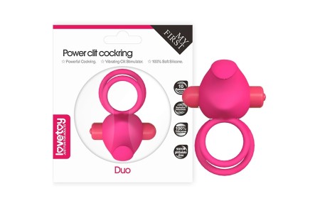 Двойное виброкольцо розовое Power Clit