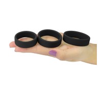Набор из 3 плоских эрекционных колец Power Plus Soft Silicone Pro Ring черного цвета