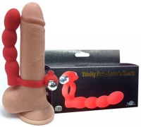 Виброкольцо для двойного проникновения Trinity Fun - Lover's Beads красное