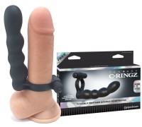 Вибро-кольцо для двойного проникновения Fantasy C-Ringz Posable Partner Double Penetrator