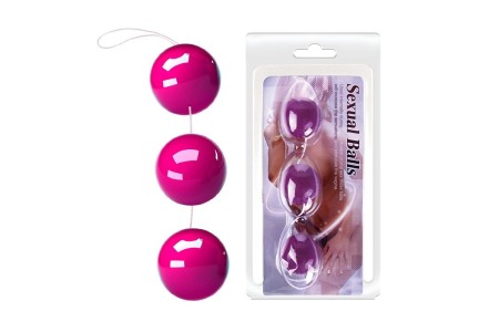Три вагинальных шарика на сцепке Sexual Balls розовые