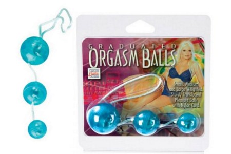 Три голубых вагинальных шарика Orgasm balls