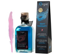 Комплект для сладких игр Orgie Lips Massage со вкусом сахарной ваты (сладкое массажное масло и перо), 100 мл