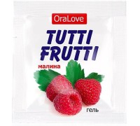 Съедобный лубрикант со вкусом малины Tutti-Frutti OraLove 4 мл, пробник