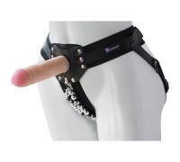 Женский страпон украшенный перламутровыми бусинами Женский страпон украшенный перламутровыми бусинами