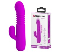 Вибратор с клиторальным стимулятором и поступательными движениями Pretty Love Leopold, фиолетовый