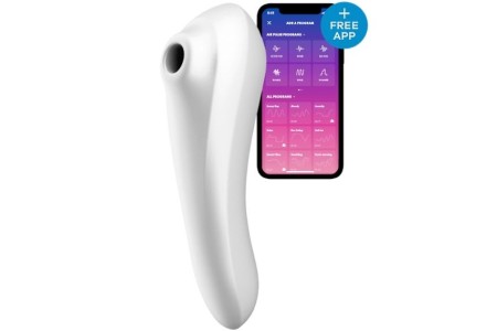 Клиторальный стимулятор + вибратор 2 в 1 Satisfyer Dual Pleasure с управлением через смартфон жемчужный