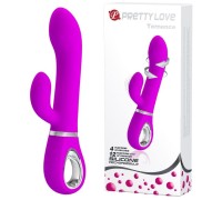Вибратор с клиторальным стимулятором и функцией ротации Pretty Love Ternence пурпурный