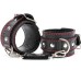 Кожаные наручники с металлическими заклепками и контрастной строчкой - фото