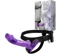 Двойной страпон с вибрацией Ultra Passionate Harness Violet 18 см и 11 см