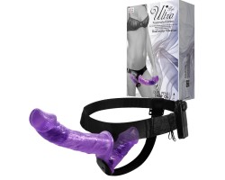 Двойной страпон с вибрацией Ultra Passionate Harness Violet 18 см и 11 см