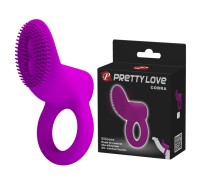 Виброкольцо с клиторальным стимулятором Pretty Love Cobra розовое