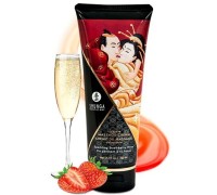 Съедобный массажный крем Shunga Sparkling Strawberry Wine со вкусом клубники в шампанском 200 мл