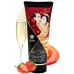 Съедобный массажный крем Shunga Sparkling Strawberry Wine со вкусом клубники в шампанском 200 мл - фото
