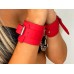 Классические красные наручники из натуральной кожи - фото 1