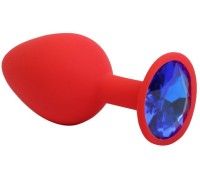 Красная силиконовая пробка с синим стразом S