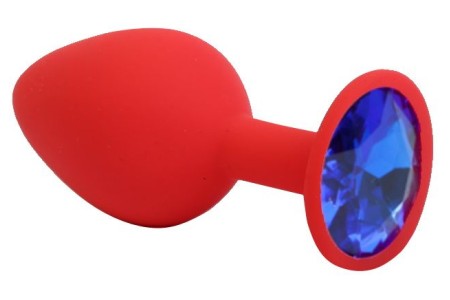 Красная силиконовая пробка с синим стразом S