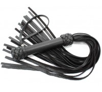 Черная плеть с турецким плетением из натуральной кожи