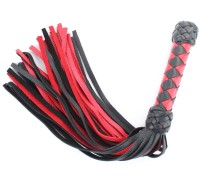 Черно-красная плеть с плетением из натуральной кожи