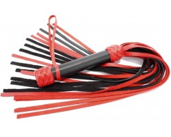 Черно-красная кожаная плеть с плетением турецкая голова