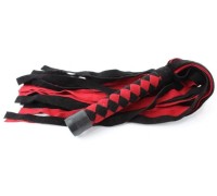 Яркий флоггер из замши красно-черный