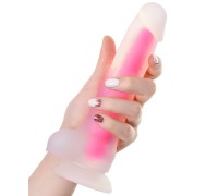Светящийся в темноте фаллоимитатор Toyfa Tony Glow 14,5 см прозрачно-розовый