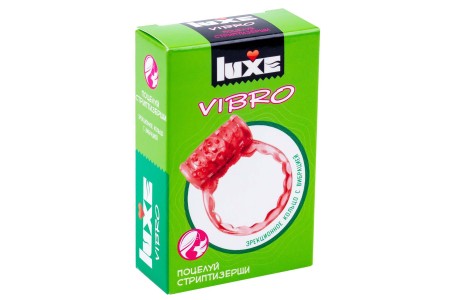 Виброкольцо с презервативом Luxe Vibro Поцелуй Стриптизерши