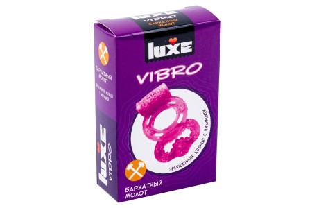 Виброкольцо с презервативом Luxe Vibro Бархатный Молот