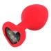 Красная силиконовая пробка с кристаллом в форме сердца S черная - фото