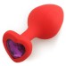 Красная силиконовая пробка с кристаллом в форме сердца S фиолетовая - фото