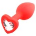 Красная силиконовая пробка с кристаллом в форме сердца S прозрачная - фото