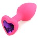Розовая силиконовая пробка с кристаллом в форме сердца S фиолетовый - фото