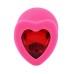 Розовая силиконовая пробка с кристаллом в форме сердца M красный - фото 4