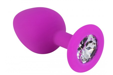 Фиолетовая силиконовая пробка с прозрачным кристаллом М