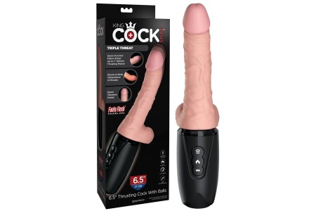 Компактная секс-машина с подогревом King Cock Plus Thrusting Cock with Balls 27 см
