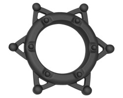 Черное рельефное эрекционное кольцо 