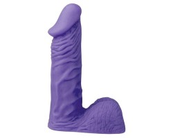 Фиолетовый фаллос с ярко выраженной головкой и мошонкой X Skin 15 см
