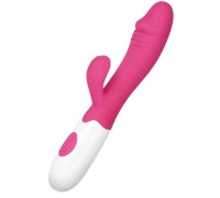 Вибратор с клиторальным стимулятором розовый Demo 