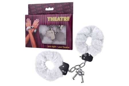 Металлические наручники с белым мехом Theatre