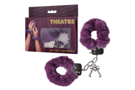 Металлические наручники с фиолетовым мехом Theatre