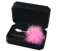 Металлическая анальная пробка с розовым хвостиком